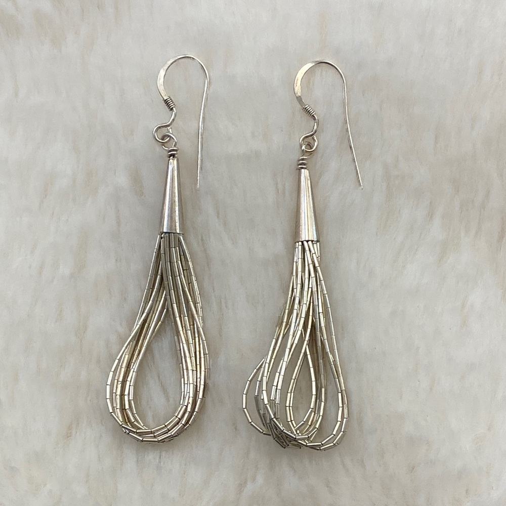 Liquid Silver Dangle Earrings - Picture 1 of 5